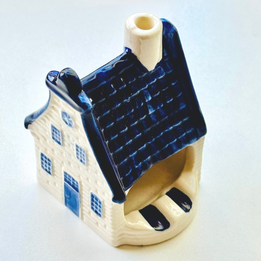 Delfts Blue Hand Painted Ceramic Dutch Canal House Ashtray Incense Burner CUTEST